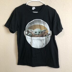 Top Apparel Grogu Baby Yoda Shirt Black Short Sleeve T-Shirt The Mandalorian